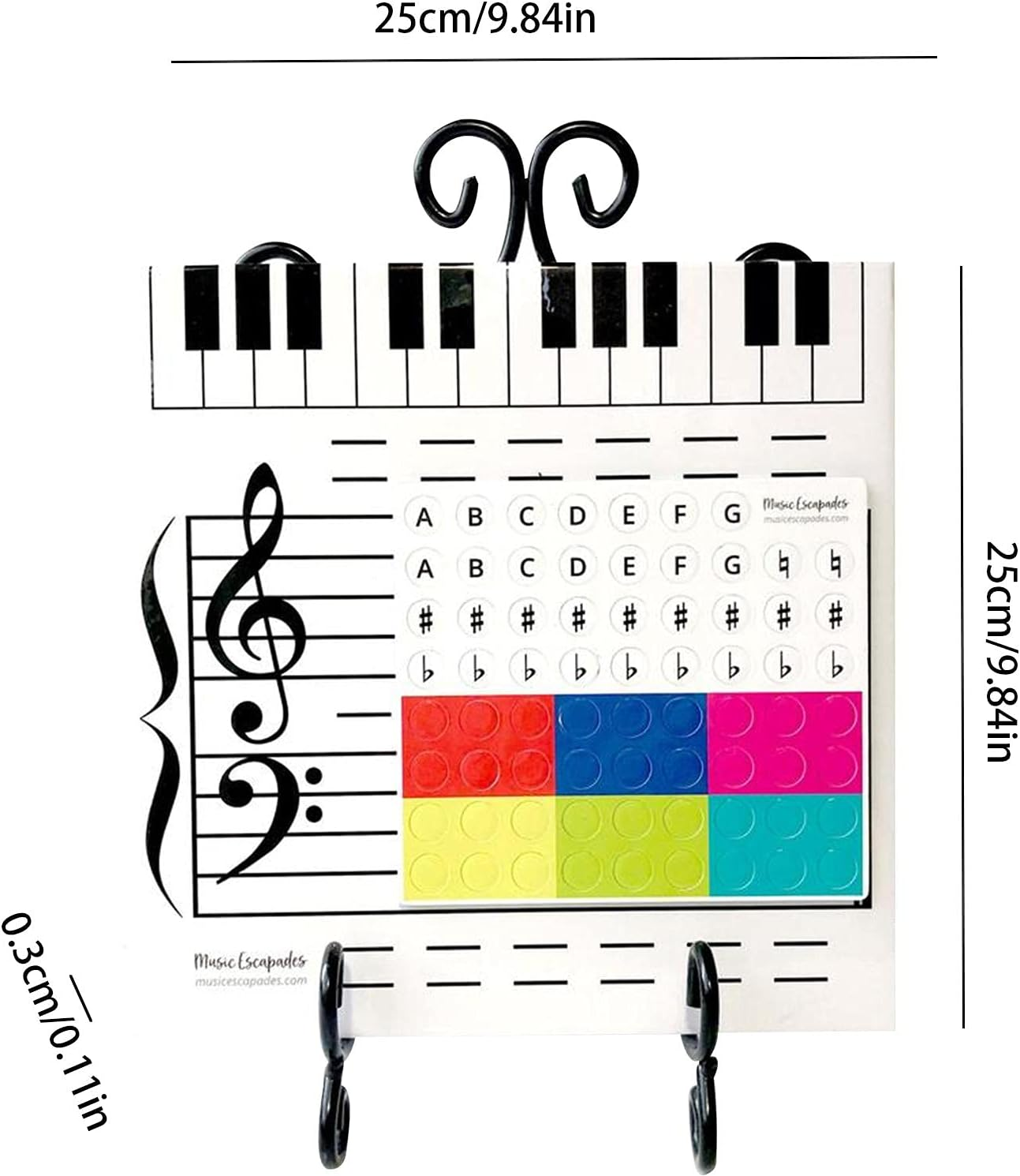 Music Staff Whiteboard, Magnetic Dry Music Staff White Boards with Music Notes Stickers and Music Staff Lines, Best Music Lovers, 9.84 X 9.84 Inches