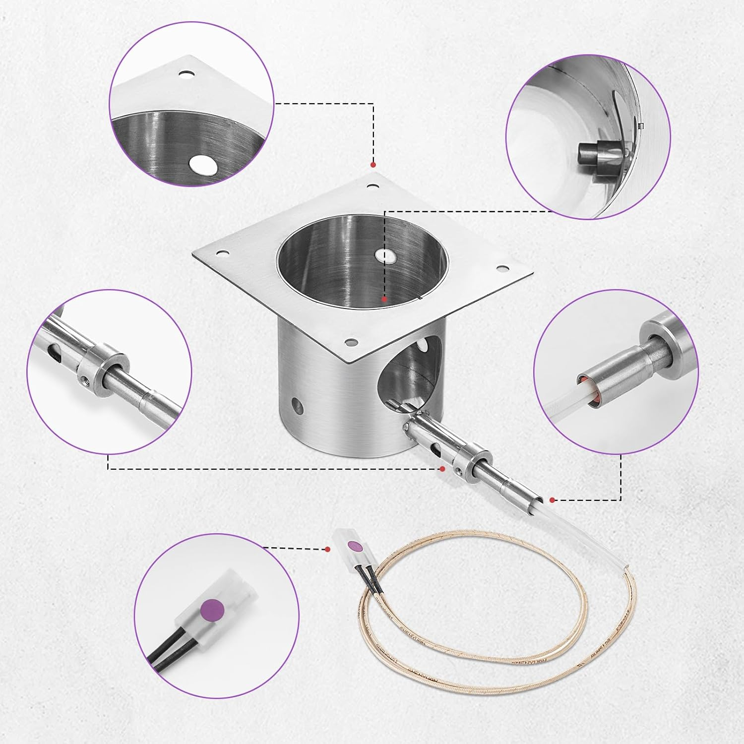 Fire Burn Pot and Hot Rod Ignitor Replacement Parts for Traeger,Pit Boss Pellet Grill Burner, Fire Burn Pot Kit for Z Grills, Stainless Steel Pit Boss Fire Burn Pot, Fire Burn Pot with Screws and Fuse image number 4
