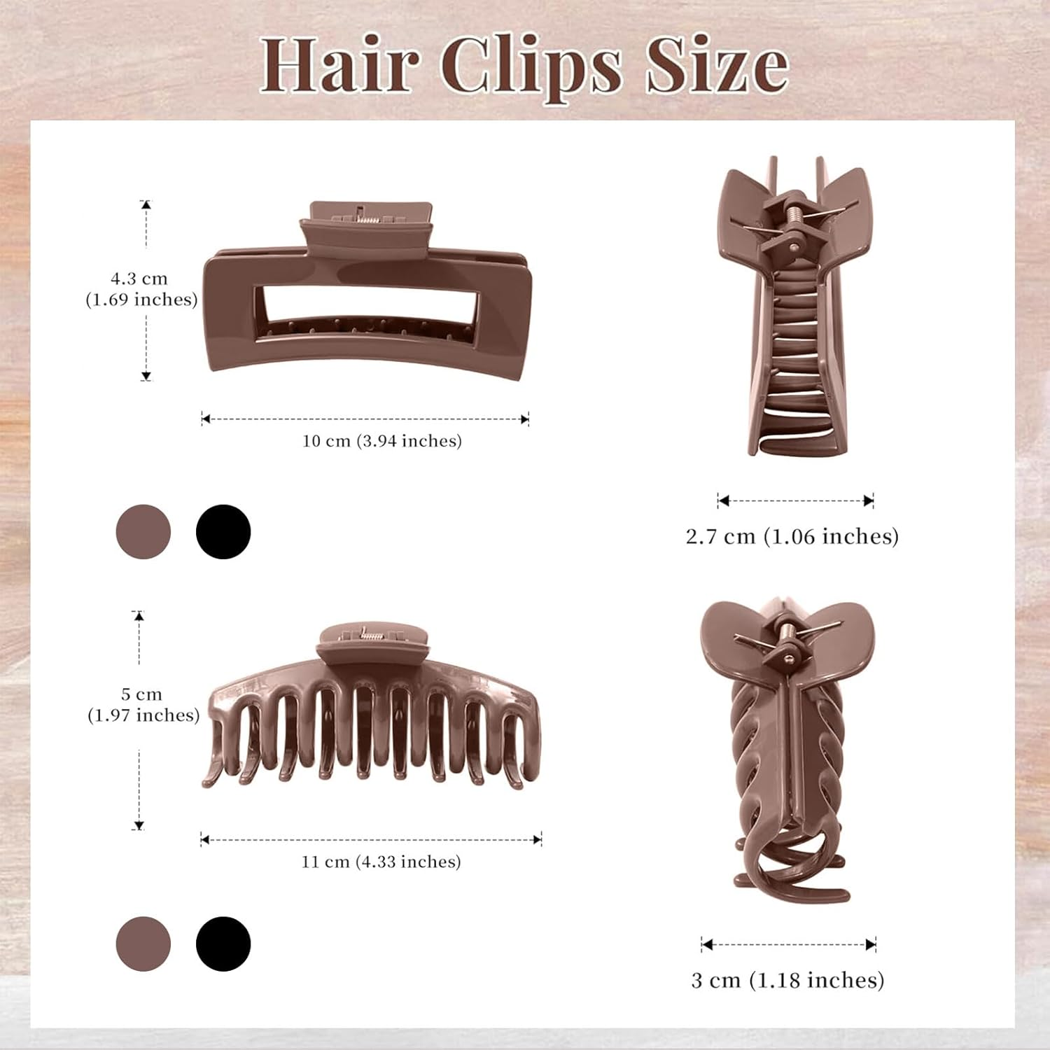 Muorruo 4 Pack Cloud Clip, Flexible Silicone Hair Clips, Non-Slip Large Bendable Clip, Soft Hair Clips for Thin and Thick Hair, Non-Removable Hair Clip (Brown) - Multi-Colored image number 4