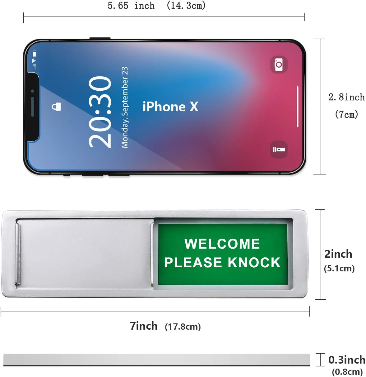 Magnetic Do Not Disturb Sign,Please Knock for Home Office Restroom Conference Hospital, Non-Scratch Magnetic Slider Door Indicator Signs, 7'' X 2'' - Silver image number 6