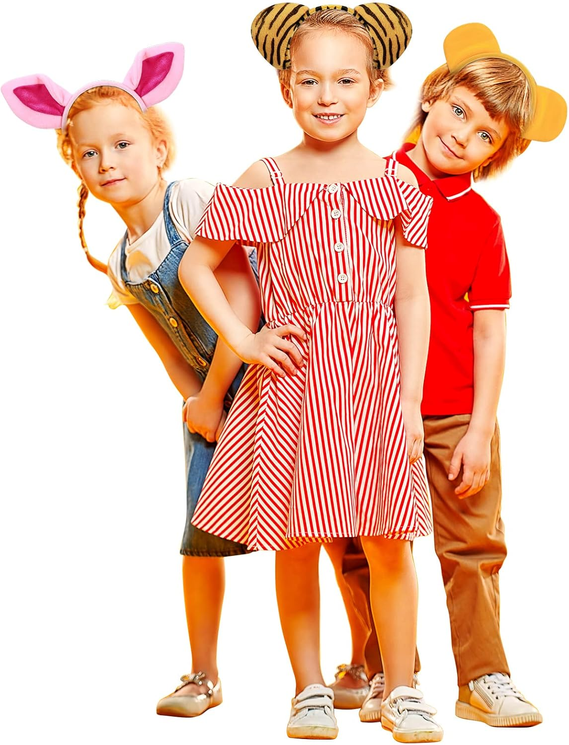 Cindeer 3 Pcs Zoo Animal Ear Costume Headband Jungle Safari Plush Ear Hair Hoop for Adult Animal Party Cosplay Prop