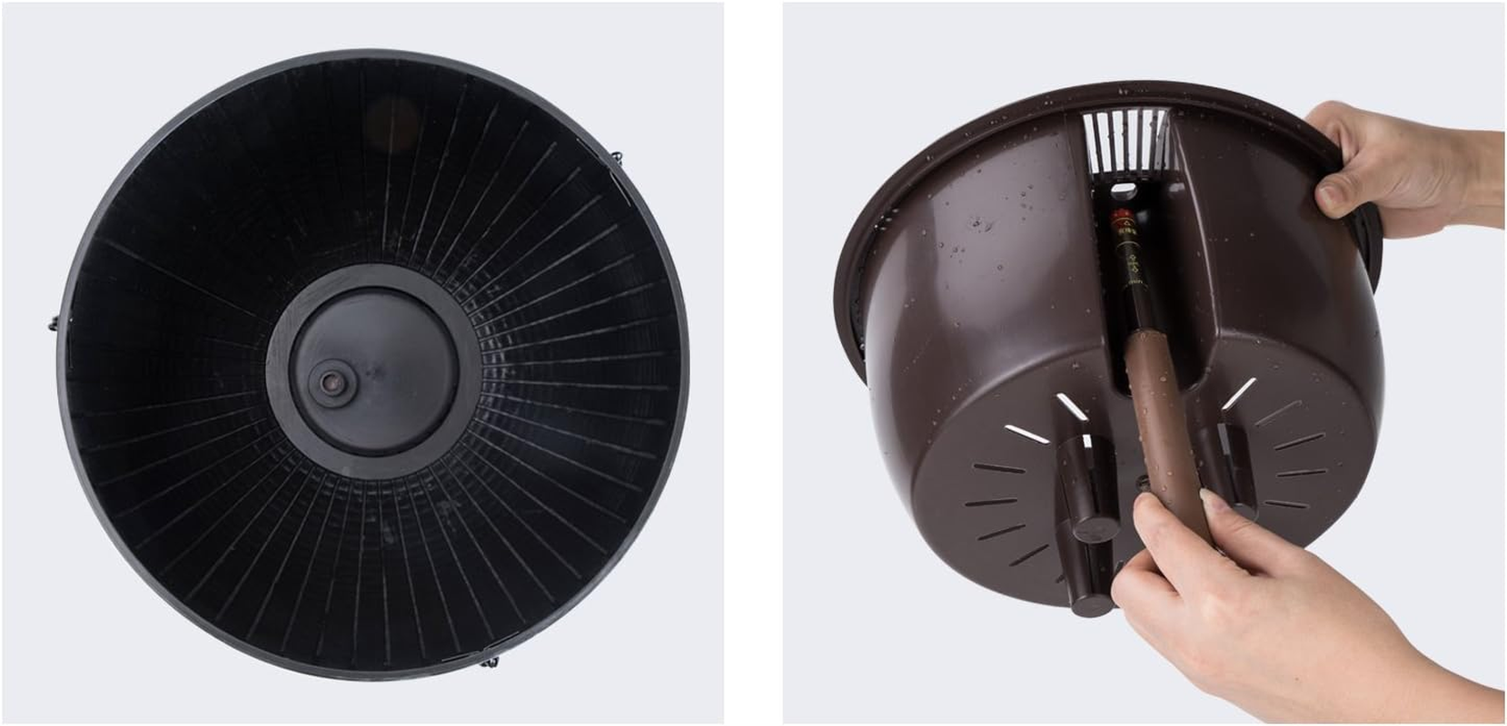 Vencer 11 Inch round Resin Self Watering Hanging Basket,Water Indicator,Modern Decorative Planter Pot for All House Plants,Black,Vf-050B - Black image number 6