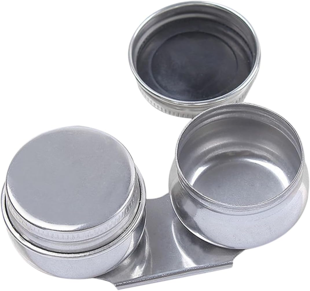Stainless Steel Oil Painting Palette Cups Lids 6Cm Double Oil Jar for Artists Paint Brush Washing Bucket Painting Supplies Suitable for Watercolor image number 4