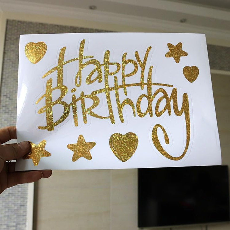 Generic Pack of 6 Gold Happy Birthday Balloon Stickers, Self-Adhesive Balloon Decorations for DIY Balloons at Birthday Party, Unisex-Kids image number 3