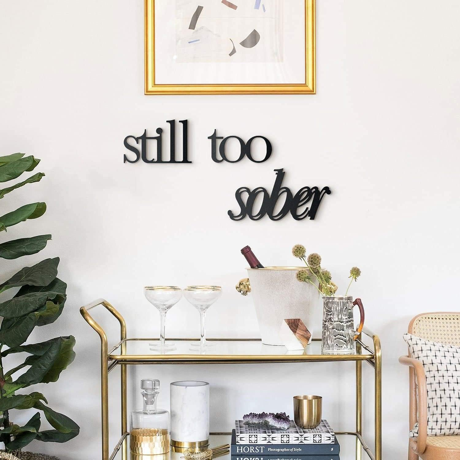 Hoagard Still Too Sober Metal Wall Art &ndash; Modern Inspirational Wall Decor, Minimalist Metal Sign for Living Room, Bedroom, Office, Gallery Aesthetic image number 3