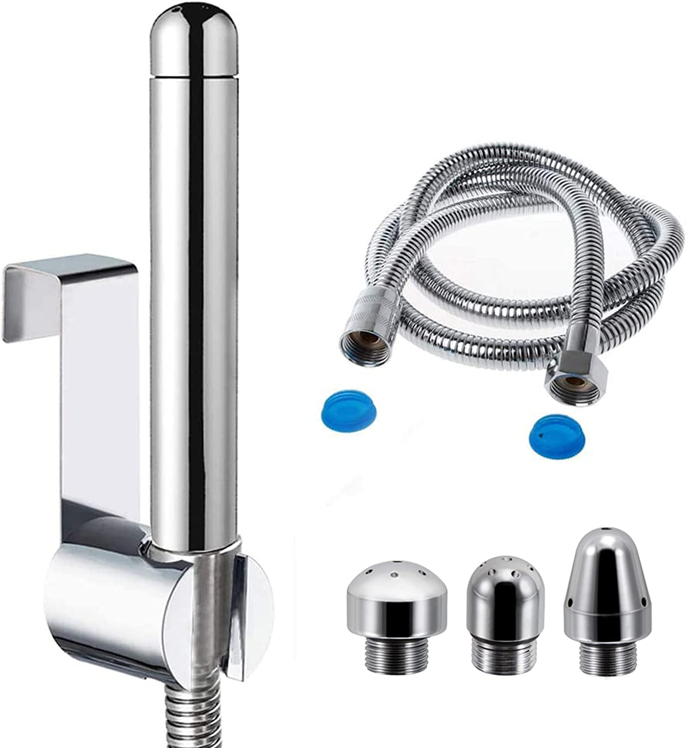 Enema Shower with 3 Nozzle for Colonic Douche System (Sliver) (Three-Piece Suit)