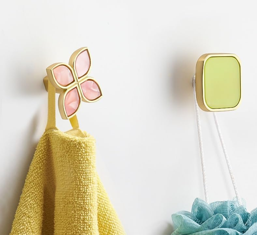 Hat Rack for Wall 6 Pack Square Shell Colorful Coat Hook Kitchen Corridor Hanger Hook Bathroom Towel Hook Drawer Cabinet Wardrobe Small Handle(White Small Petal 32Mm) image number 3