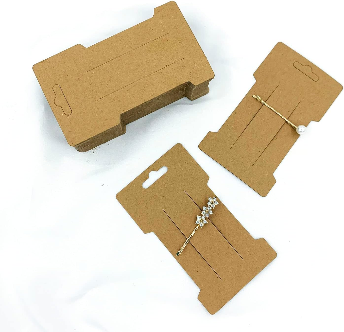 Doromy Hair Clip Display Cards, 100 Packs Rectangular Hair Barrettes Jewelry Display Holder Brown Kraft Paper Cards for Hair Accessories Displaying Organizing Packaging, 6.6X11.5Cm image number 5