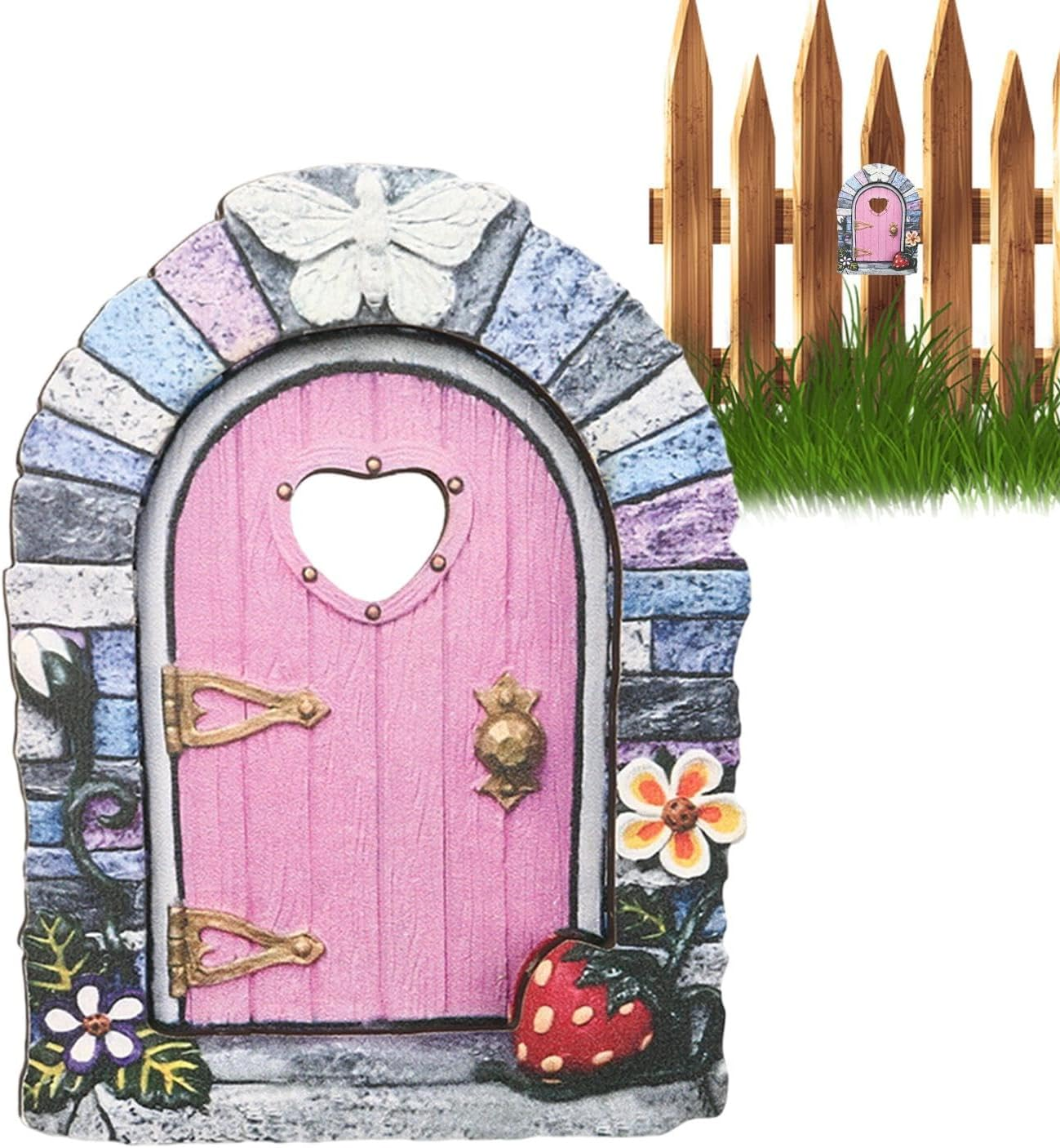 Fairy Door,Wooden Fairy Door - Adorable Fairy Garden Atures, Garden Ornaments Decoration for Fairy Home, Tree Trunk