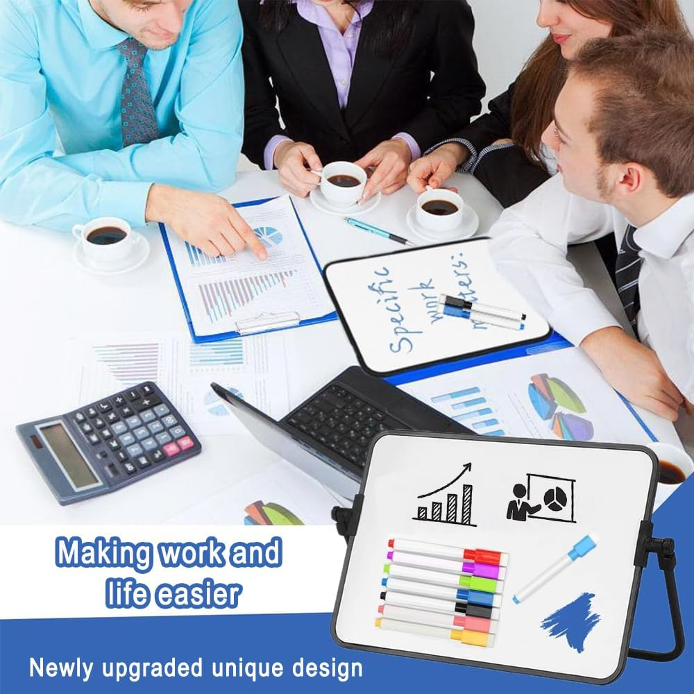 Magnetic Whiteboard Desk Double Sided White Boards with Stand Portable Small White Board Reusable for Office, Classroom,Home School Kids Drawing to Do List (42 * 30Cm) image number 6