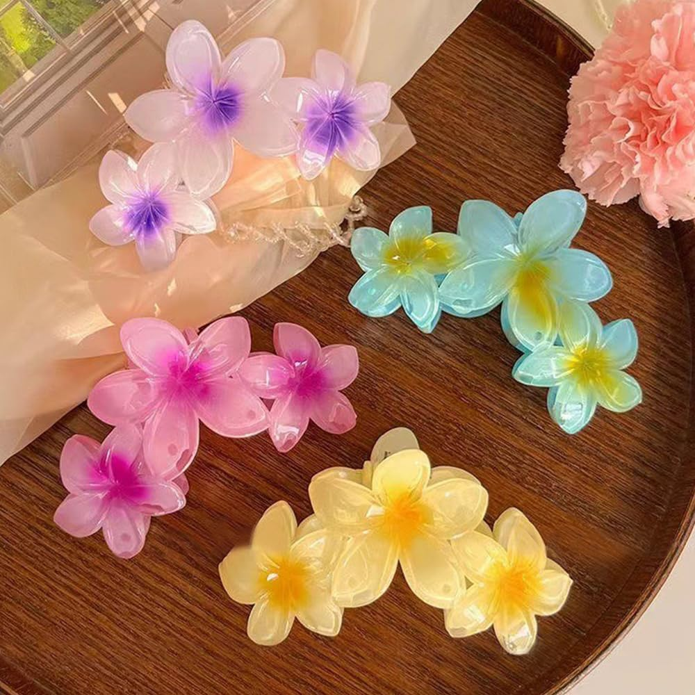 ZSPERKLA Pack of 4 Flower Hair Clips, Cute Acrylic Hair Clips for Women, Non-Slip Large Hair Clips for Thick Thin Hair, Fashionable Hair Accessories for Girls image number 5