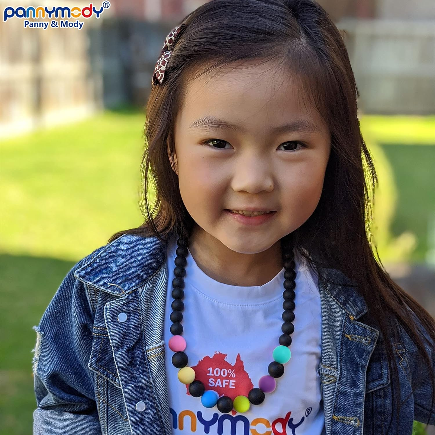 Panny & Mody Sensory Chew Necklace for Boys and Girls, Silicone Chewy Fidget Stim Toy Jewellery for Kids with Autism ADHD SPD, Oral Motor, Teething Biting Fidgeting for Special Needs (Rainbow White) image number 6