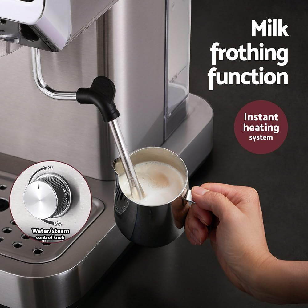 Devanti 20 Bar Coffee Machine Espresso Maker Milk Frother Cappuccino Latte Cafe