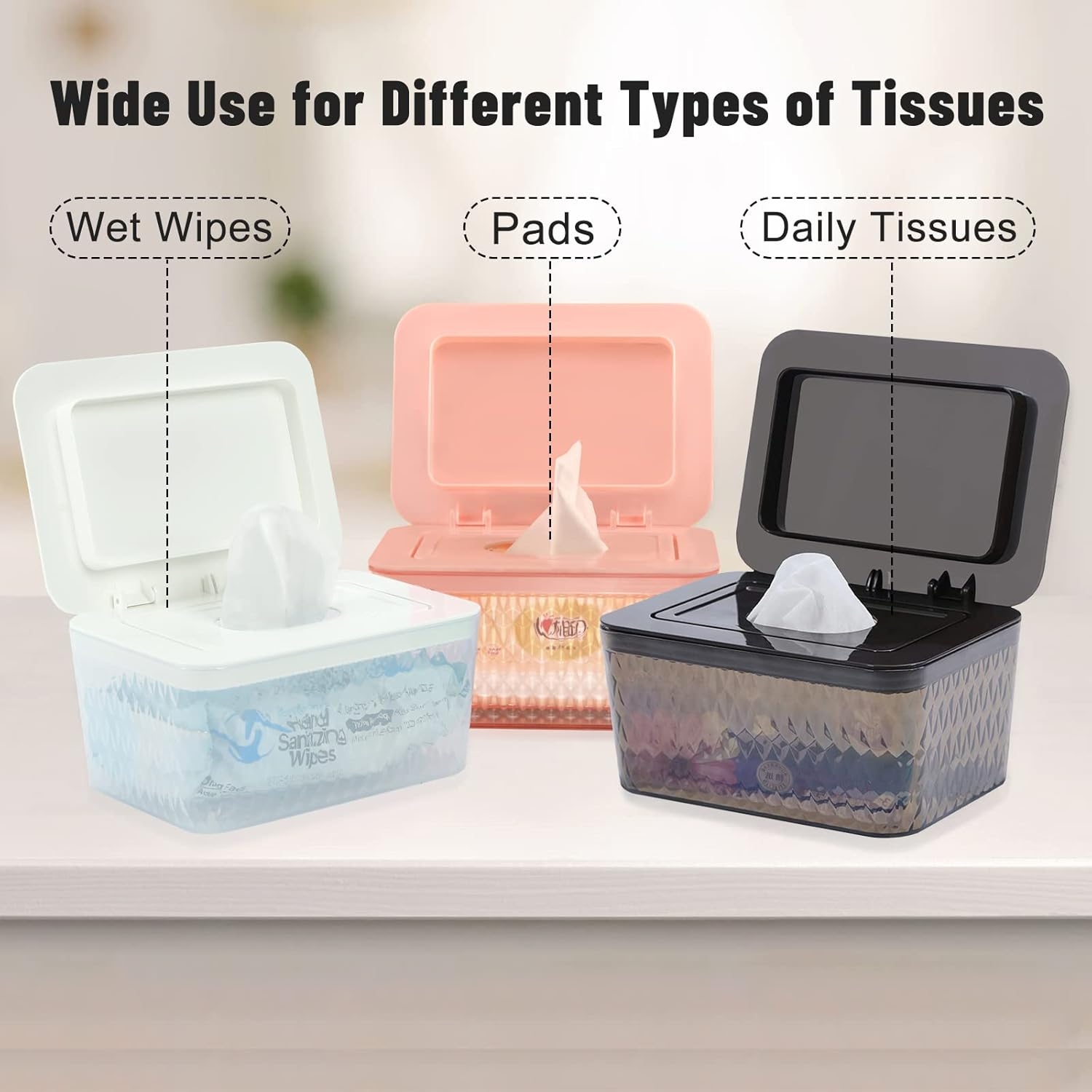 Wipes Dispenser Seal-Designed Wipe Dispenser Holder Wipes Case Box for Bathroom Keep Wipes Fresh, Dust-Proof & Non-Slip image number 2