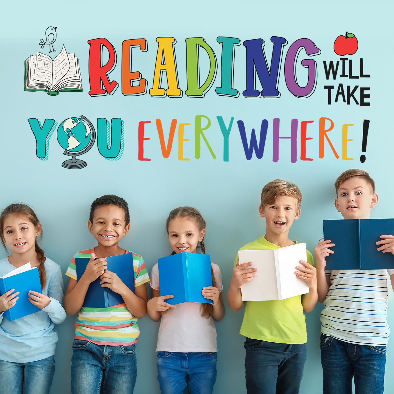 DECOWALL DS9-8092 Reading Corner Wall Stickers Decals D&eacute;cor Classroom Kids Room Inspirational Nursery Art Bedroom Library Peel Stick Book Playroom image number 1