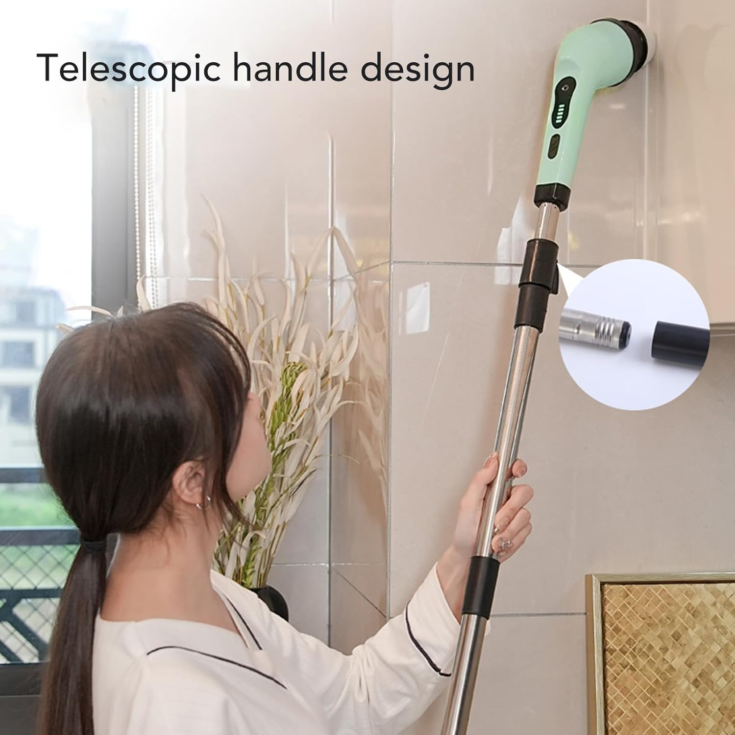 Electric Cleaning Brush Set, Cordless Handheld Electric Spin Scrubber, with 9 Brush Heads, Extension Handle, for Bathroom, Floors, Kitchen image number 5