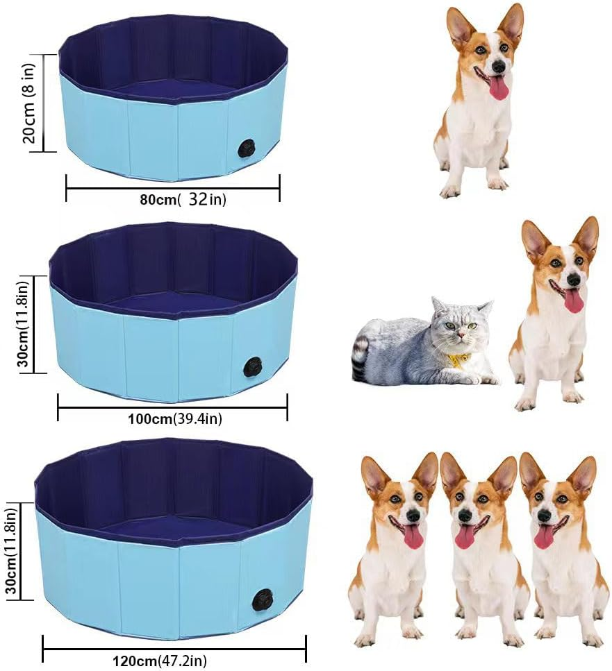 Dog Pool Foldable Pet Pool Dog Swimming Pool Pet Swimming Pool PVC Non-Slip Pool for All Kinds of Pets (32X8In) image number 4
