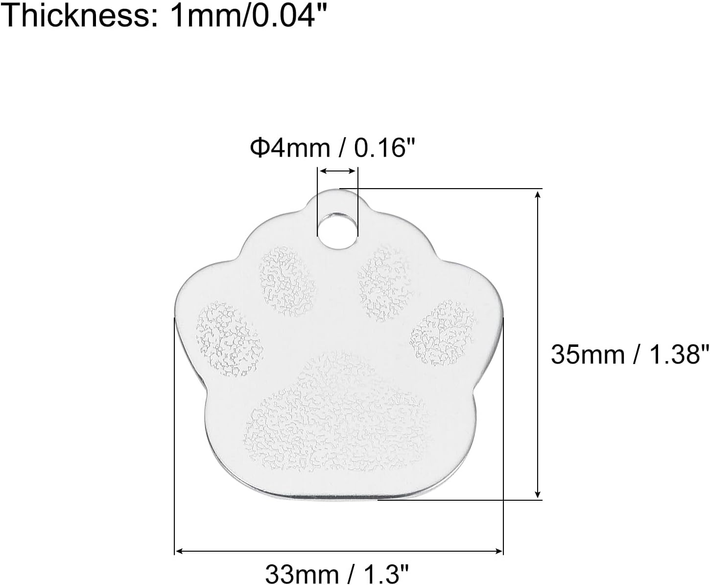 Uxcell Metal Dog'S Paw Tags Stamping,Silver Blank Dog Tags DIY Engraving Blank Tags Aluminium for Pet Dog ID Tags,Pendant Decoration,Craft Tags,Pack of 15 image number 6