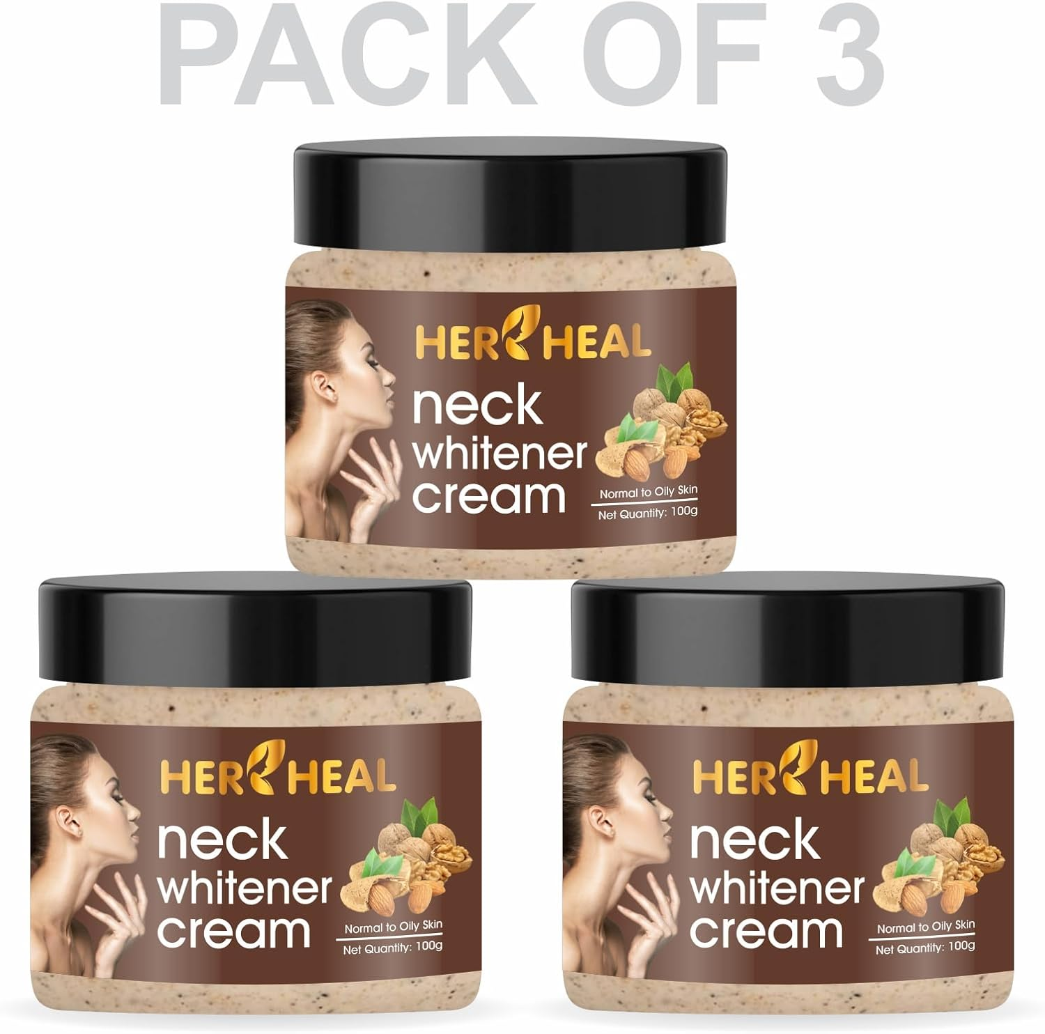 HER HEAL Neck Cream for Acanthosis Nigricans | for Dark Body Parts like Neck, Ankles, Knuckles, Armpits, Thighs, Elbows| Exfoliant 100Gm PACK Of-3(300Gm) image number 4