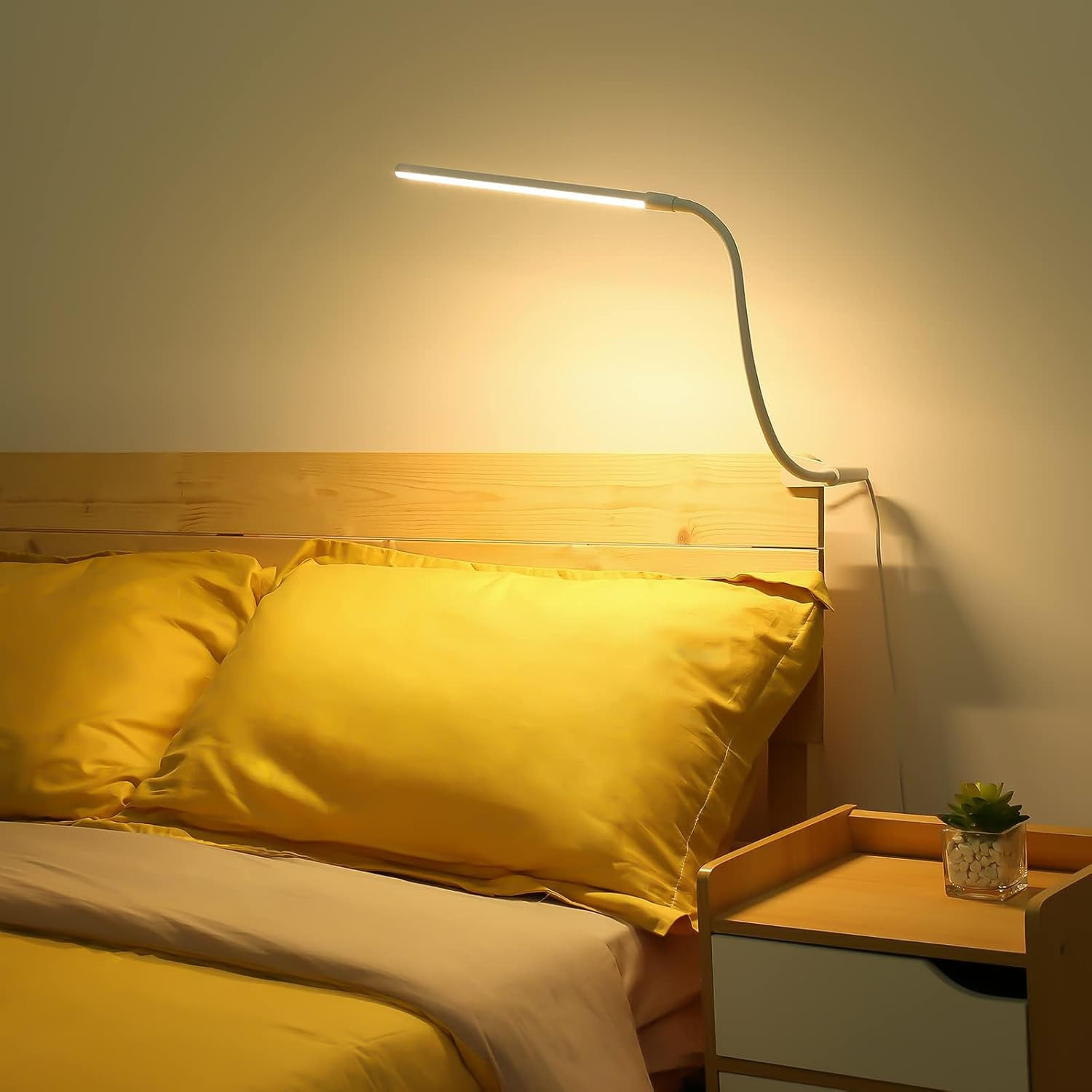 LED Desk Lamp with Clamp, 3 Color Modes 10 Brightness, Eye-Caring Clip on Desk Lamp, Adjustable Long Flexible Gooseneck Table Light for Bed Headboard, Home Office, Computer (White) image number 6