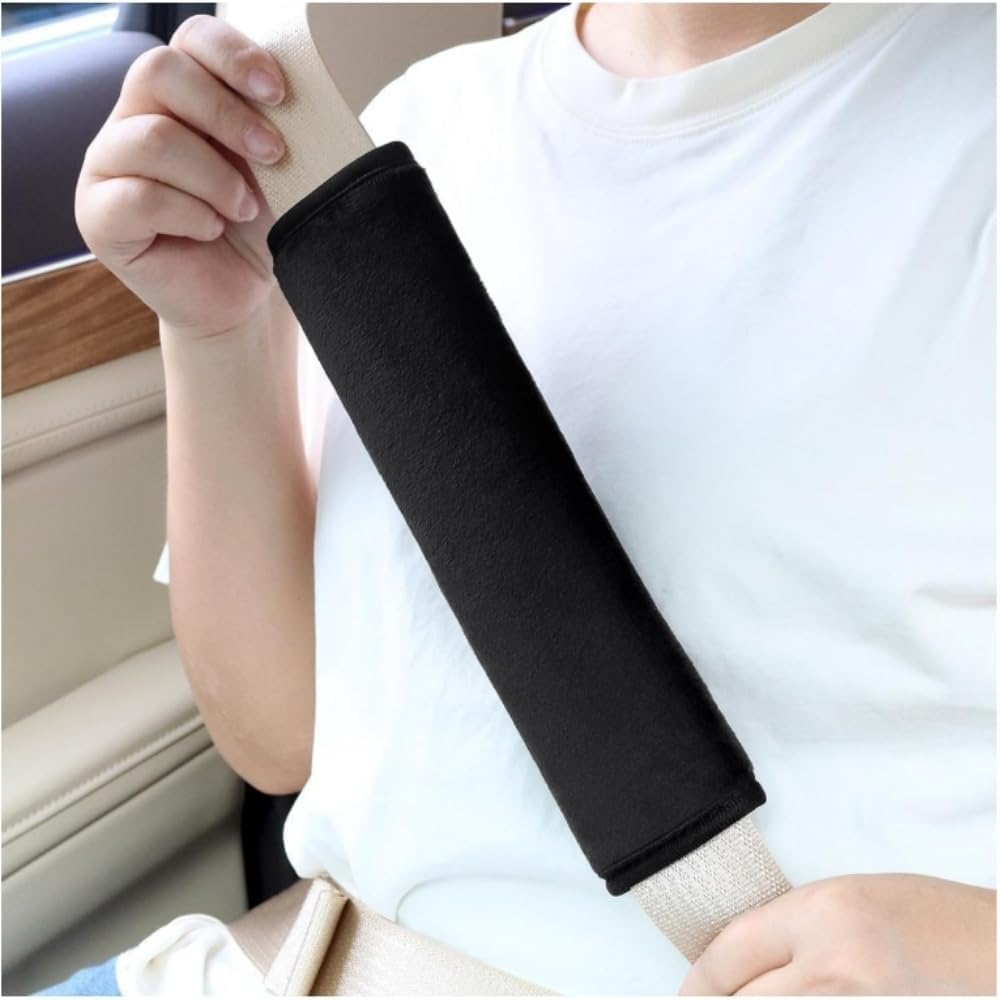 2-Pack Car Seat Belt Pad Cover, Soft Car Safety Seat Belt Strap Shoulder Pad Suitable for Car Seat Belt (Black) image number 4