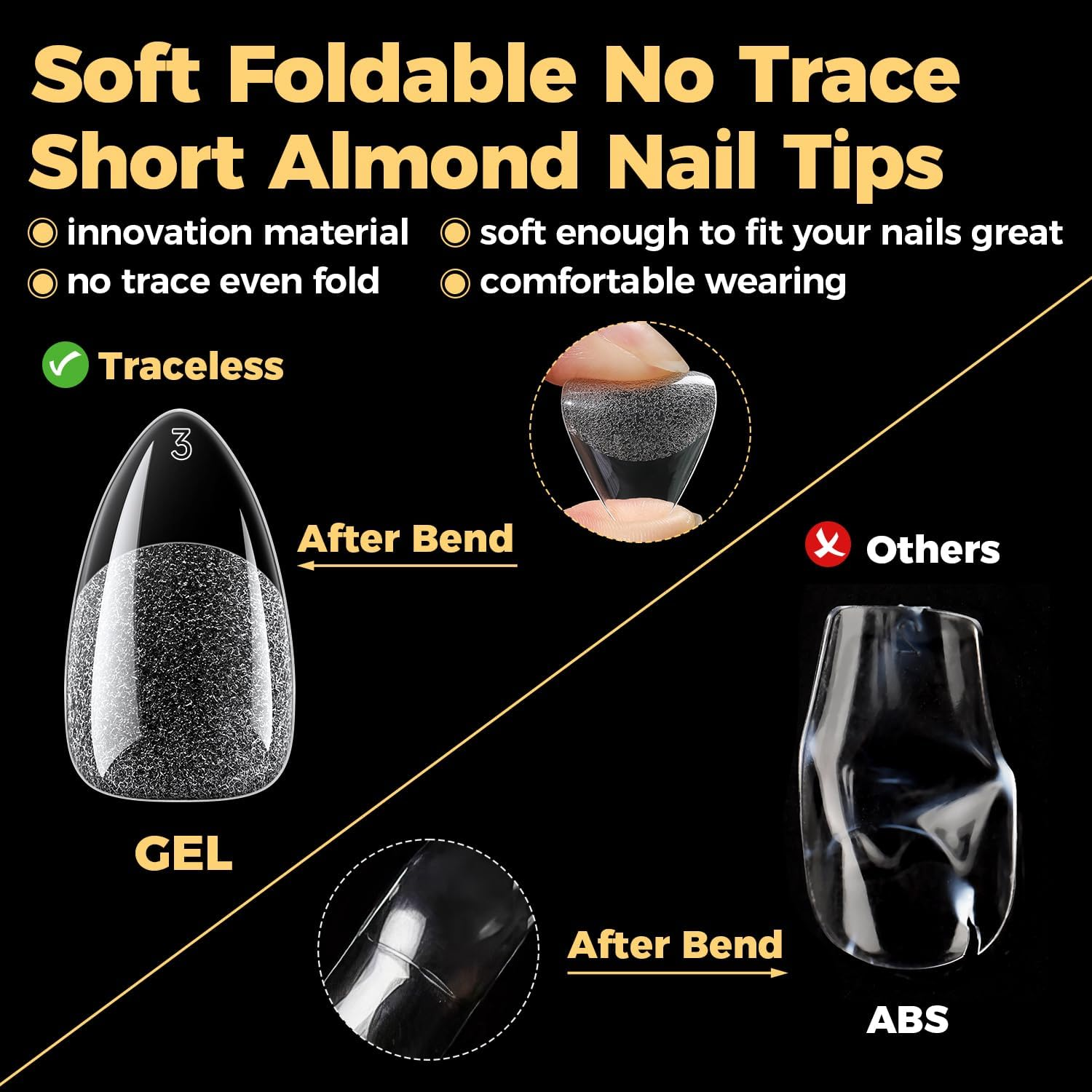 UNA GELLA Almond Nail Tips, Pre-Shape Short Almond Gel Nail Tips 240Pcs Full Cover Soft Gel Fake Nails No C Curve Press on Nails for Women Girl at Home DIY Salon with Box 12 Sizes