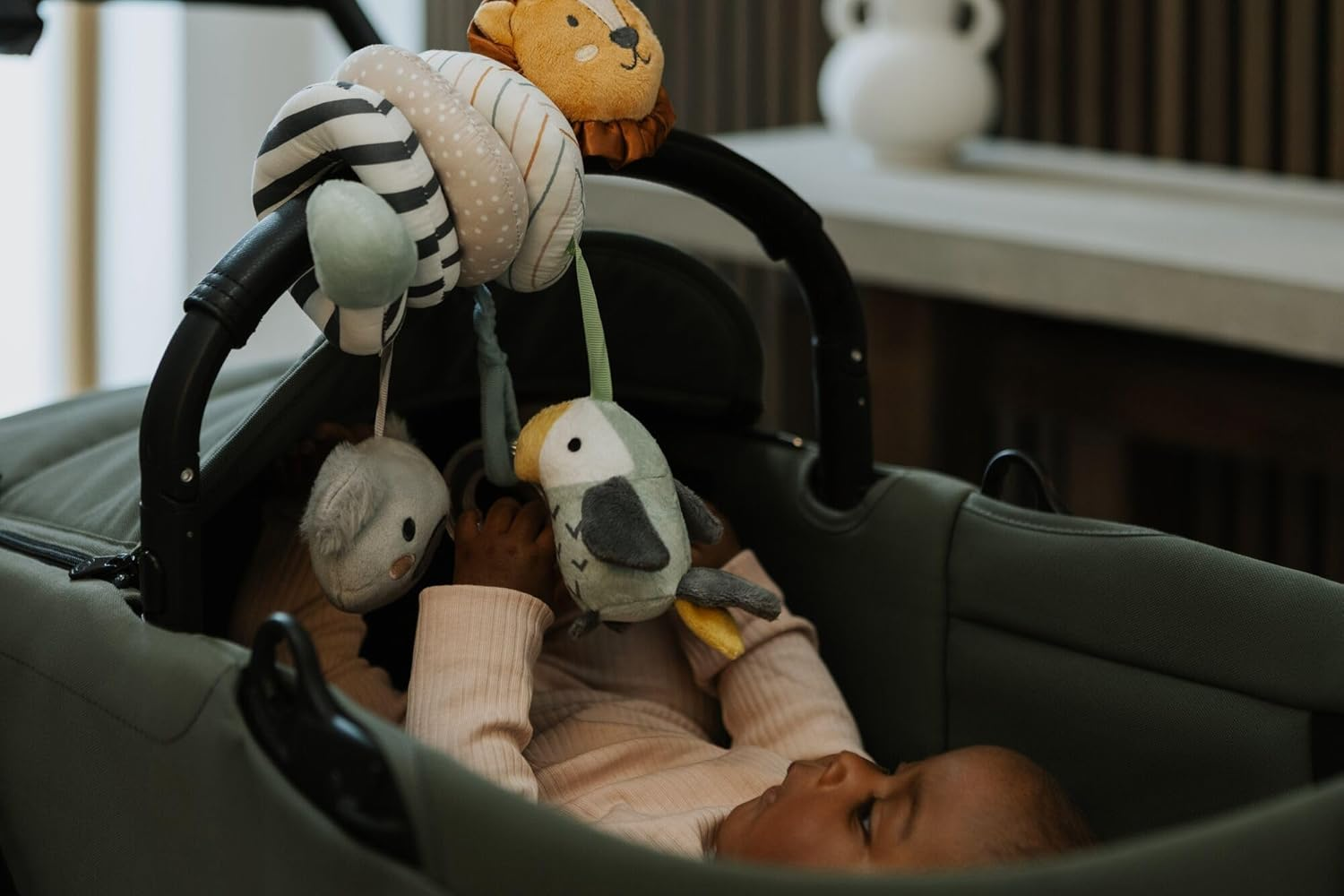 Nuby Animal Adventures Activity Spiral &ndash; Interactive Pram Toy with Sensory Toys | Suitable from Birth