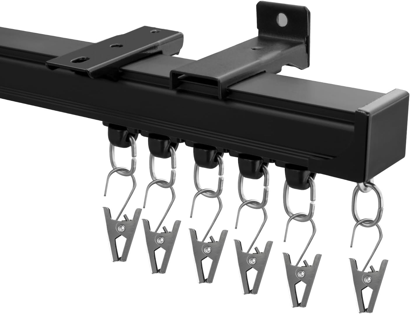 Hoeflife Curtain Track Ceiling Mount Heavy Duty Sliding Curtains Tracks Rails Rod System Room Divider with Clips 6-9Ft White