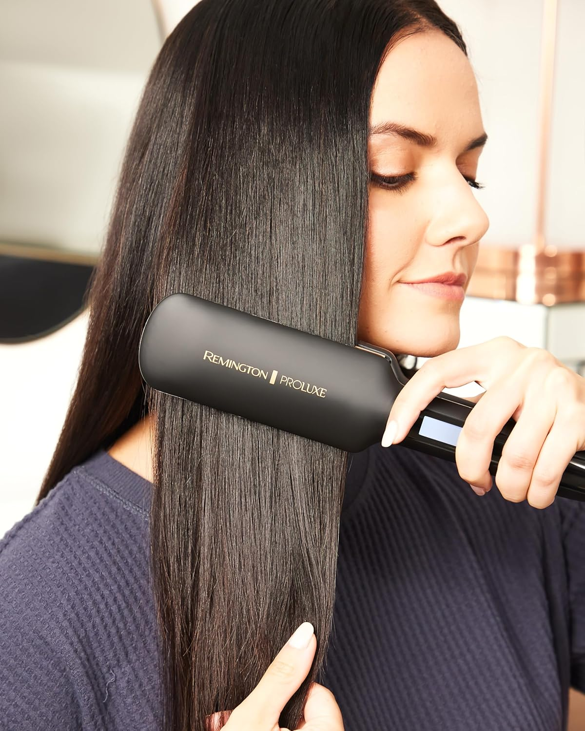 Remington Proluxe Straightener [Extra Wide Ceramic Styling Plates, 110 X 50 Mm] (Optiheat Technology, Pro+ Setting for Gentle Styling, Digital Display, Quick Heating) Hair Straightener S9150B image number 1