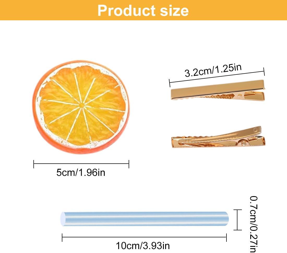 MOLZINY 1 Set of Orange Hair Clips DIY Girls Women Cute Fruit Hair Accessories for Carnival Party image number 2