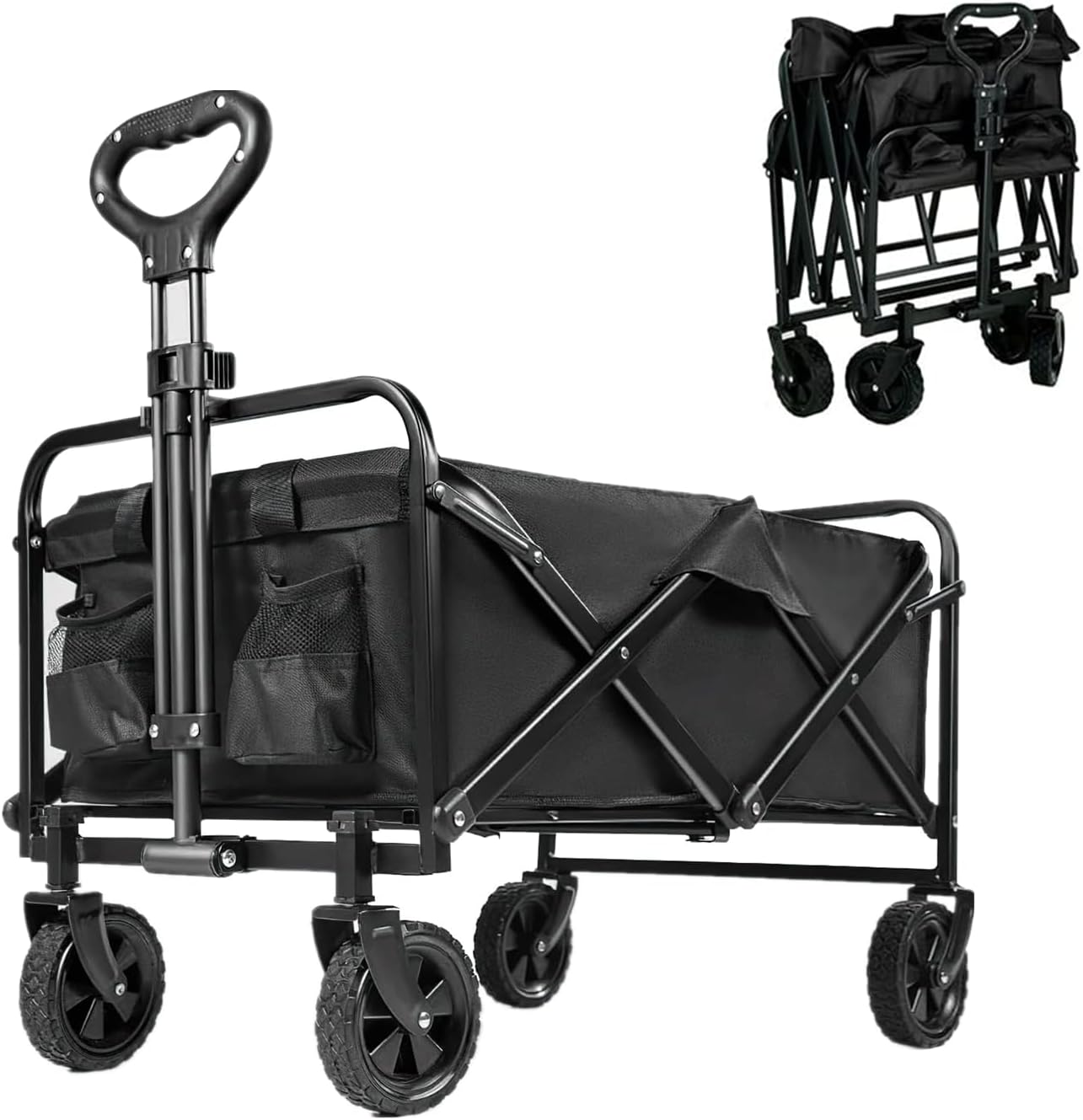 Foldable Camping Wagon Cart,Hx Dream Folding Wagon Cart,Picnic Trailer with Push Handle,Suitable for Camping, Dining, Garden and Outdoor Sports image number 1