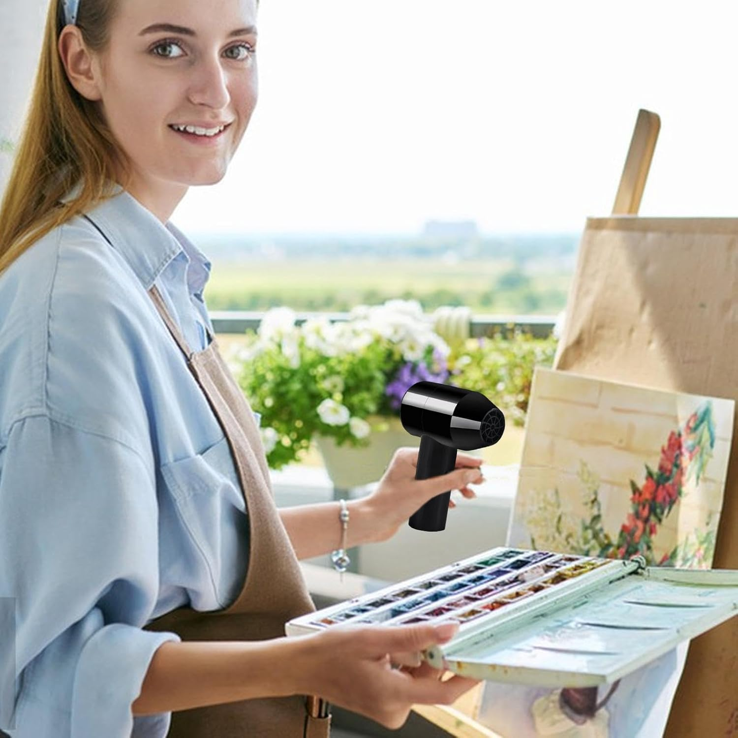 Cordless Dryer for Artists - Portable Cordless Air Dryer for Watercolour | Rechargeable Handheld Artist Air Dryer | Artist Paint Dryer | USB Low Noise Wireless Hair Dryer | Drying Tool for Artists image number 4