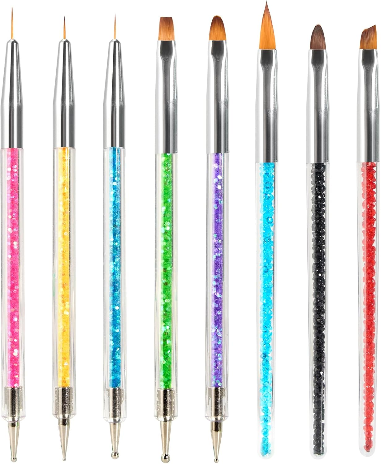 8-Piece Nail Art Brush Set, Brush for Nails with Double Head Nail Art Brush Set, Dotting Pen and Gel Brush for Nails, Precise Brush for Nail Design, Colour and Embellishments image number 4