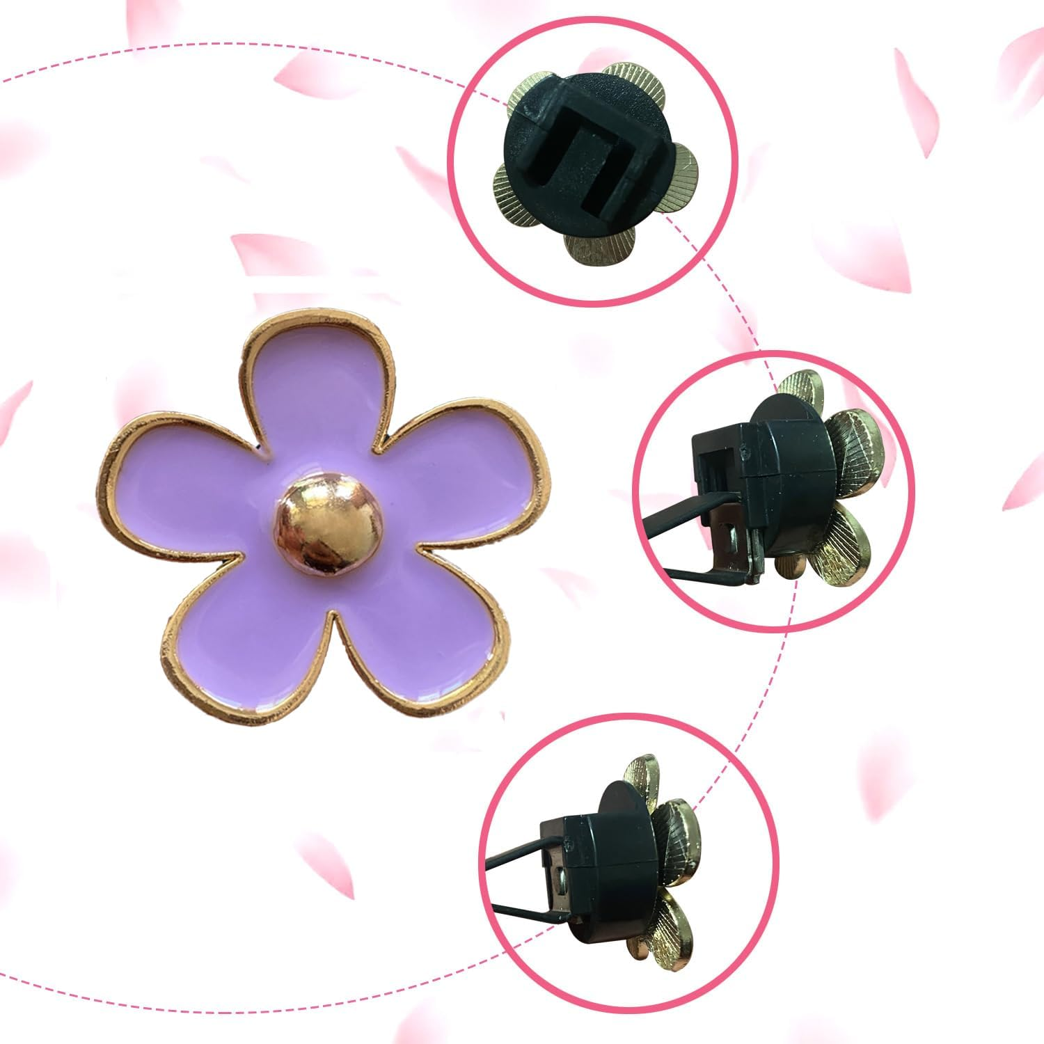 Daisy Air Vent Clips, 6 Pcs Cute Flower Car Air Conditioning Outlet Clip Car Air Freshener Clip Charm Car Interior Decor Charm Colorful Car Interior Accessories for Girls Women (Yellow Purple White) - Pink Purple Rose image number 2