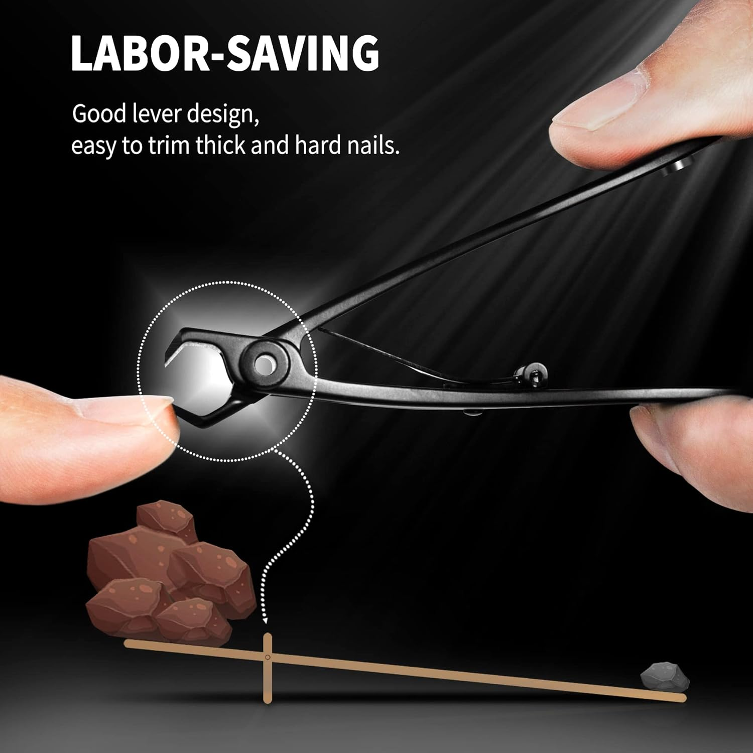 EBEWANLI Straight Nail Clipper, 17Mm Wide Jaw Opening Extra Large Toenail Clippers for Thick Nails or Tough Fingernail & Ingrown Toenail, Heavy Duty Thick Toenail Clippers for Seniors, Men, Adult image number 4