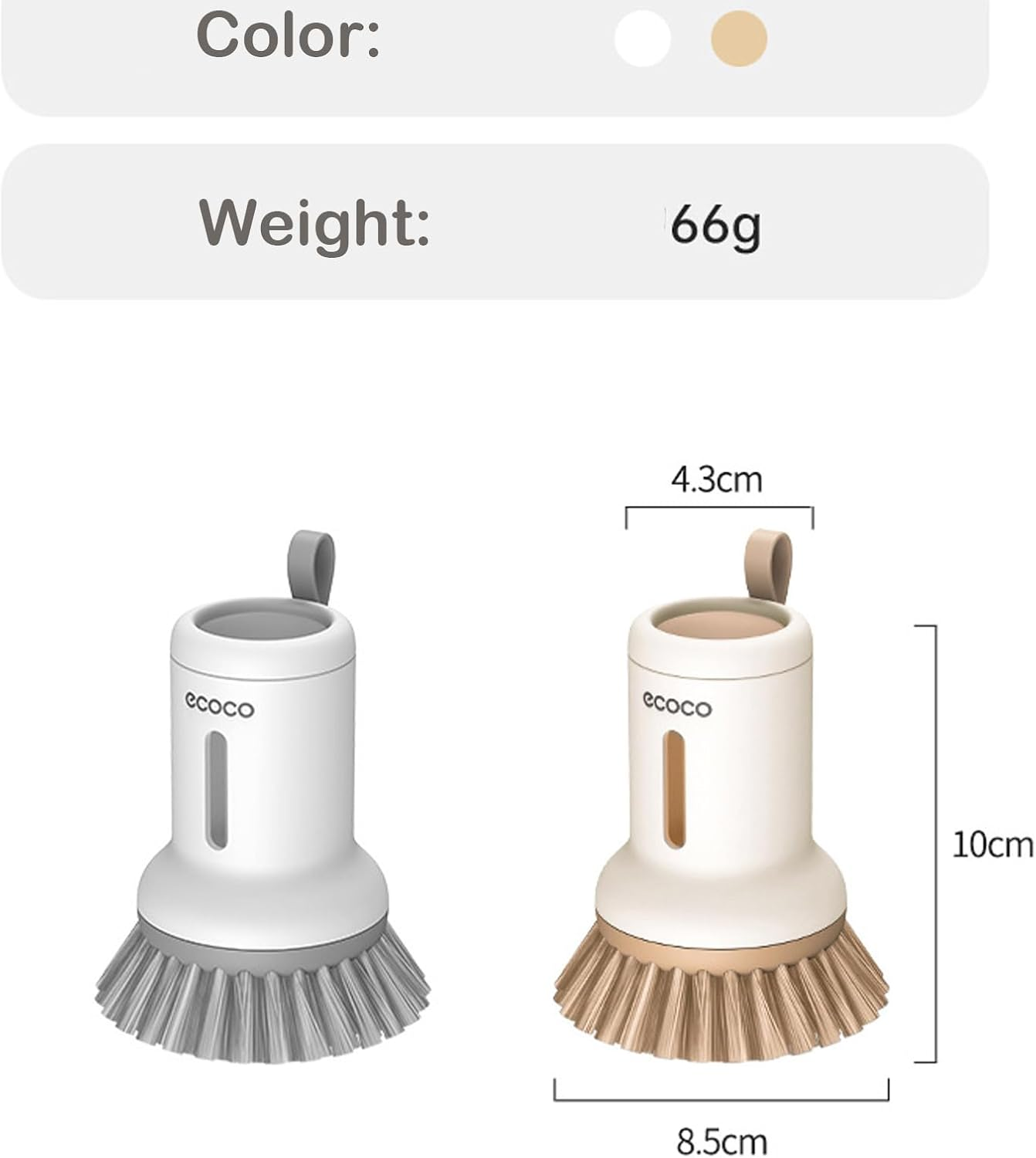 Catchu Cleaning Brush Short Handle Dish Brush with Built-In Soap Dispenser, Heavy-Duty Pot and Pan Scrubber for Kitchen Cleaning -Brown image number 2