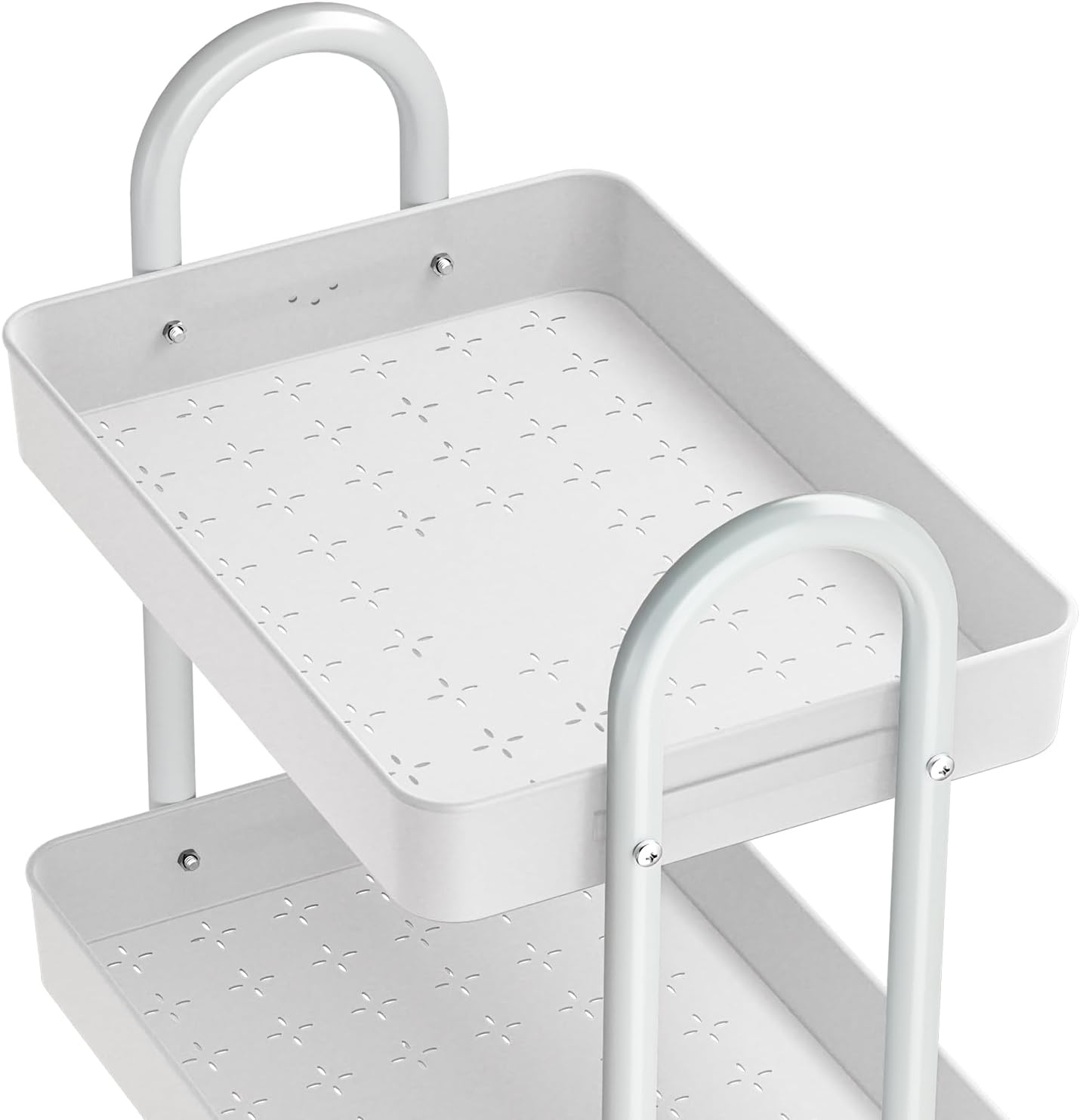 Artiss 3-Tier Kitchen Trolley, Steel Frame Kitchens Storage Rolling Trolleys Cart with Wheels Rack Shelf Organiser, Home Bathroom Wardrobe Laundry Storage Organization Bonus 4 Hooks White image number 1