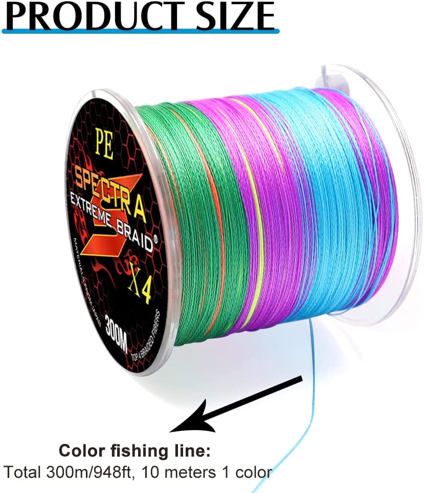 327 Yards (300M) Fishing Line, 4 Strands Stronger Multifilament PE Braid Wire, Braided Fishing Line Abrasion Resistant Superline Zero Stretch, 0.3Mm Diameter, 40IB image number 4