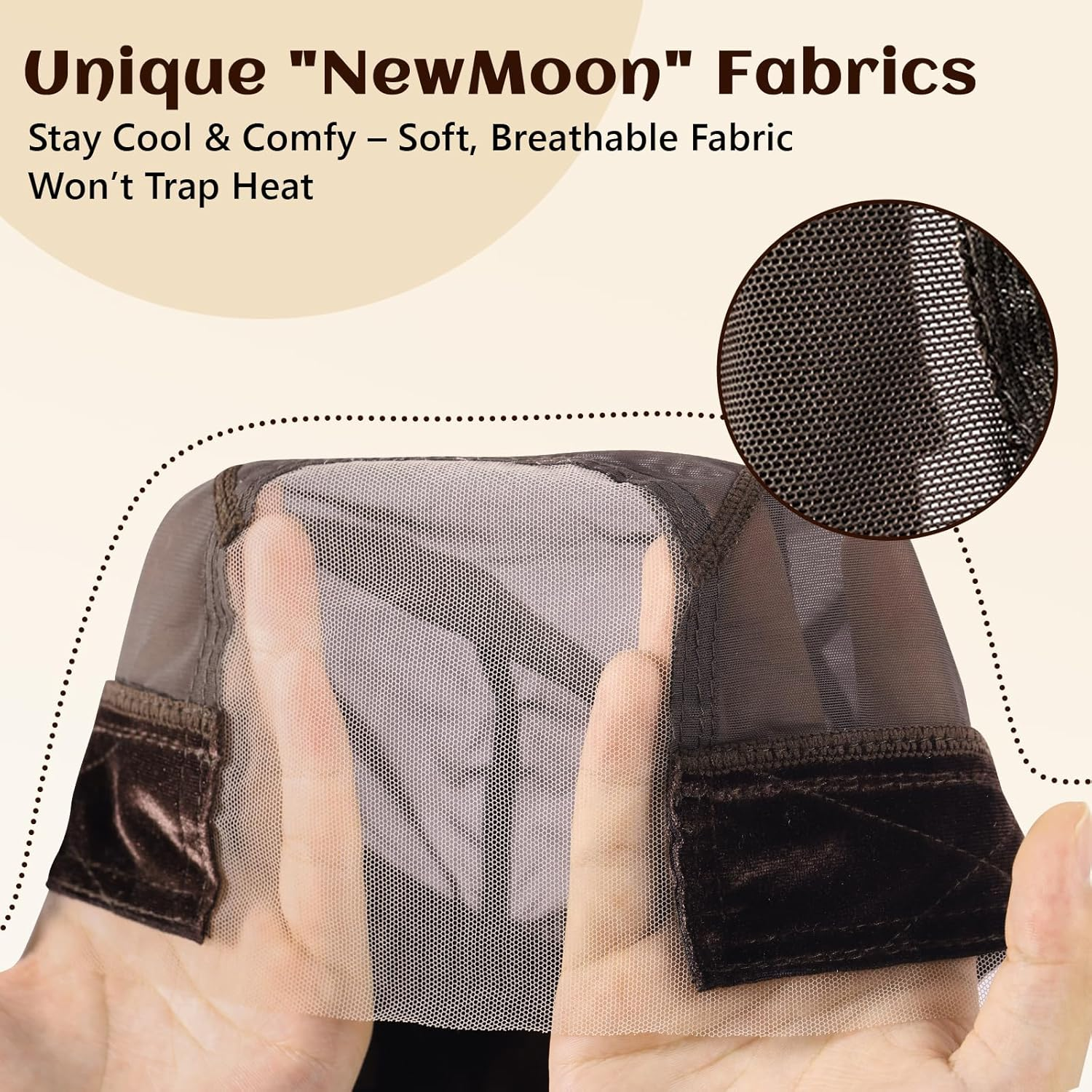 OFBIC Lace Wig Cap for Women Non Slip, Glueless Wig Grip Cap with 4X5 Transparent Swiss Lace Front, Adjustable Wig Cap with Velvet Grip Band (Brown) image number 4