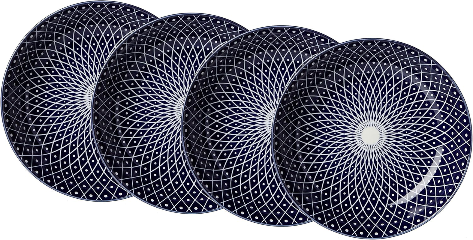 Ritzenhoff & Breker Royal Reiko 4 Piece Bowls 15.5 Cm Diameter 650 Ml Porcelain Tableware Set Blue and White