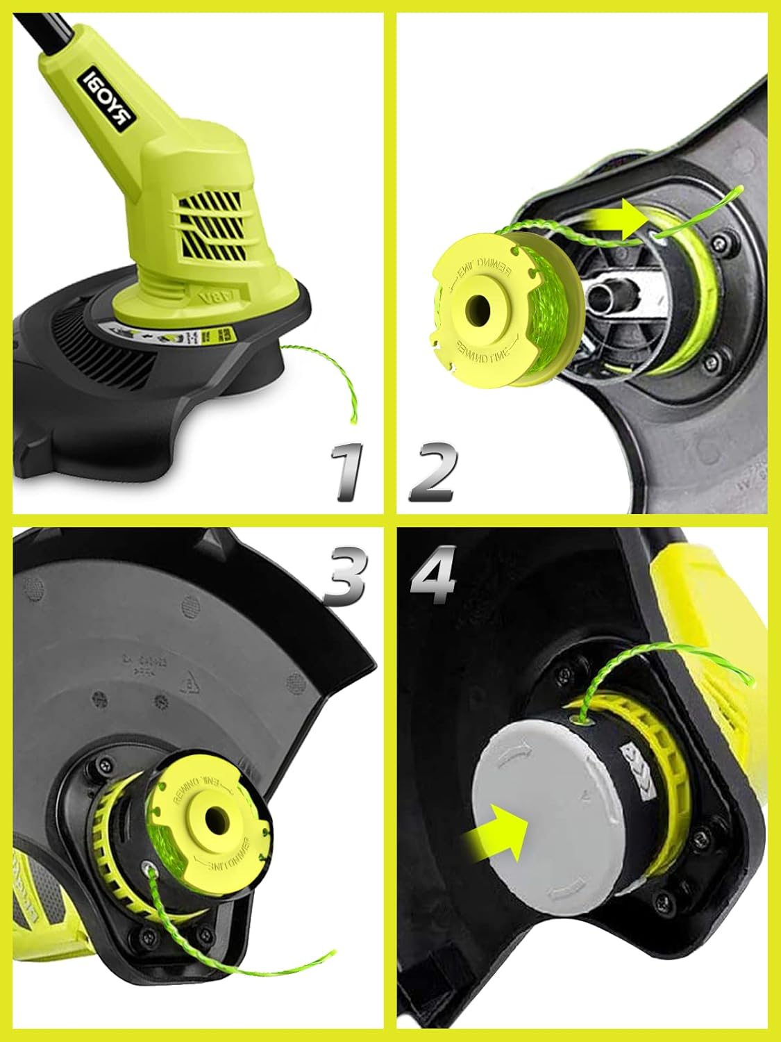 Trimmer String for Ryobi One Plus+ AC80RL3,11 Ft/0.080-Inch，Spool Replacement Compatible with Ryobi 18V, 24V, and 40V Cordless Trimmers (9 Pack Trimmer Line & 2 Pack Trimmer Cap) image number 4