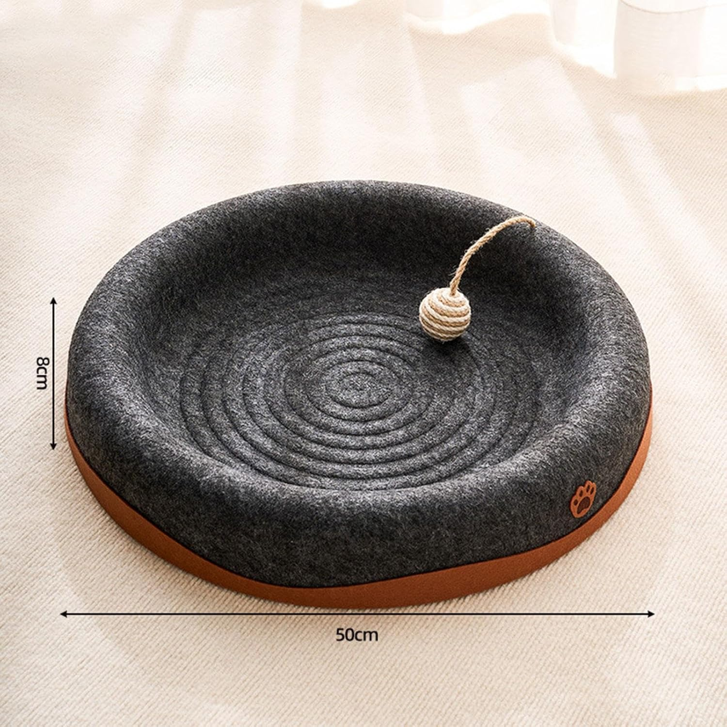 ＡＷＨＡＯ Indoor Cat Scratcher Bed with Dangling Ball, Breathable and Space Efficient, Black Round image number 6