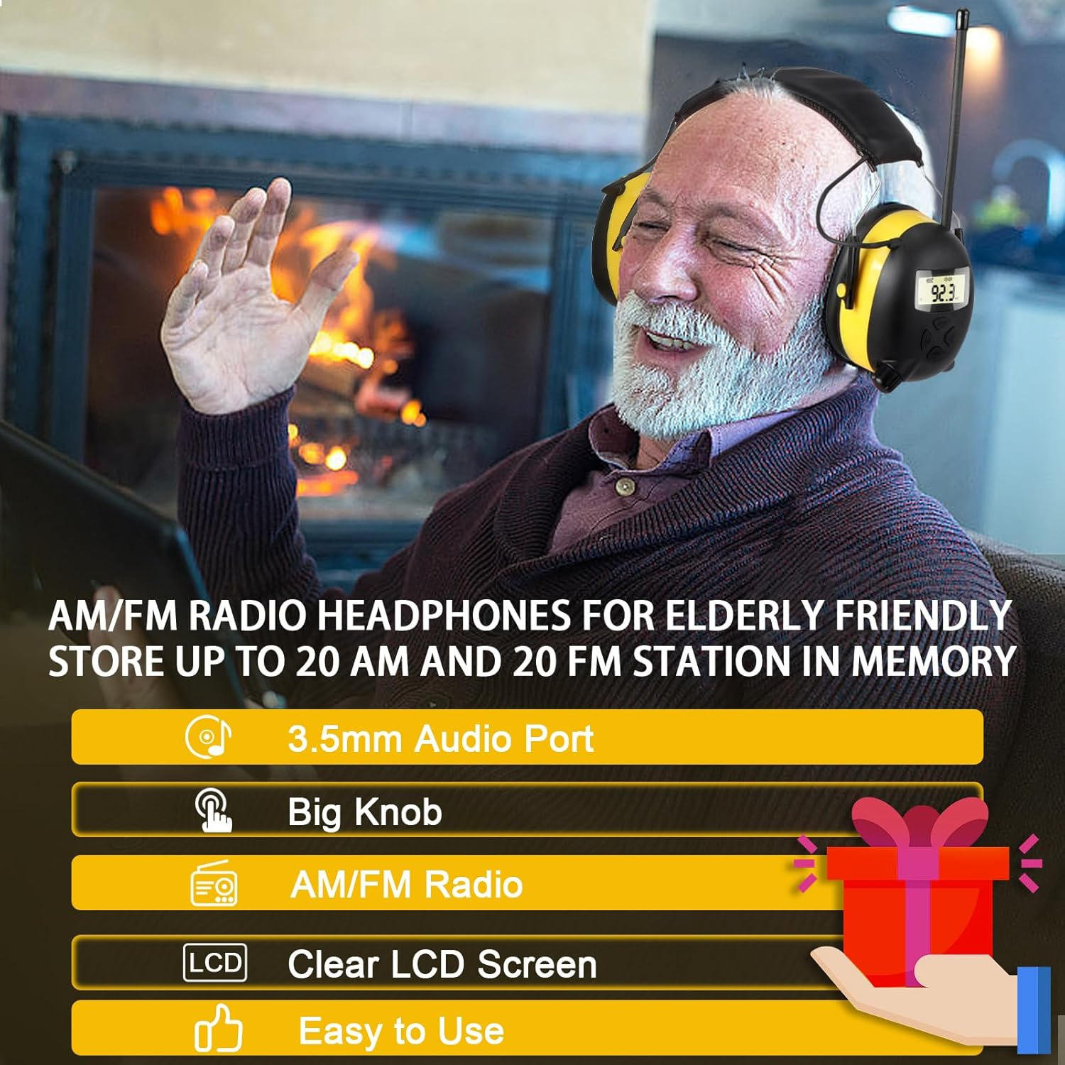 AM/FM Radio Headphones with Digital Display, 30Db AM FM Hearing Protection Safety Earmuffs, Ear Protection for Mowing image number 6