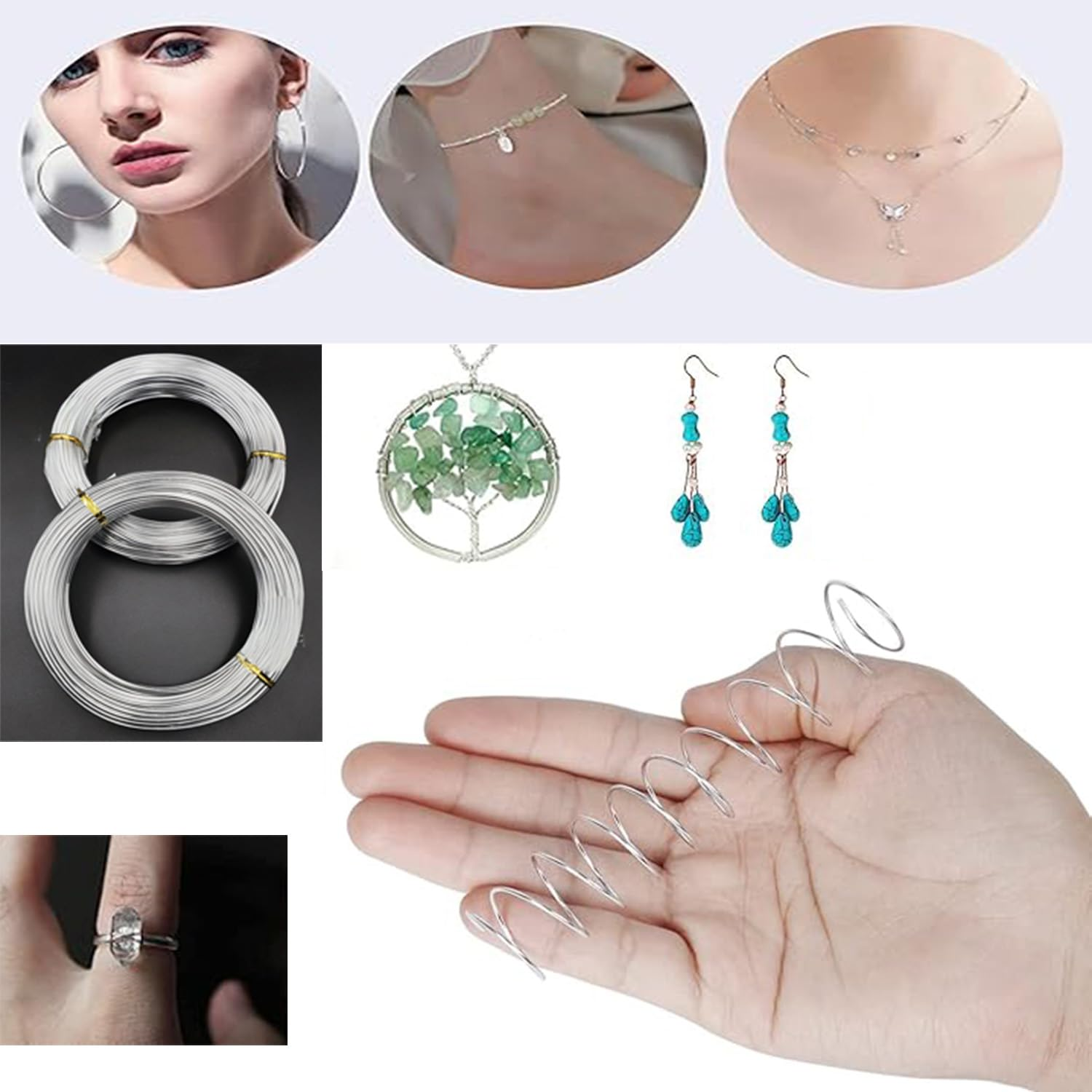 4Rolls Aluminum Craft Wires, 3Mm*5M, 2Mm*5M, 1.5Mm*5M, 1Mm*5M Silver Aluminum Wire, Flexible Bendable Craft Metal Wire, Jewelry Craft Aluminum Wire for Sculpting Armature DIY Skeleton Making image number 5