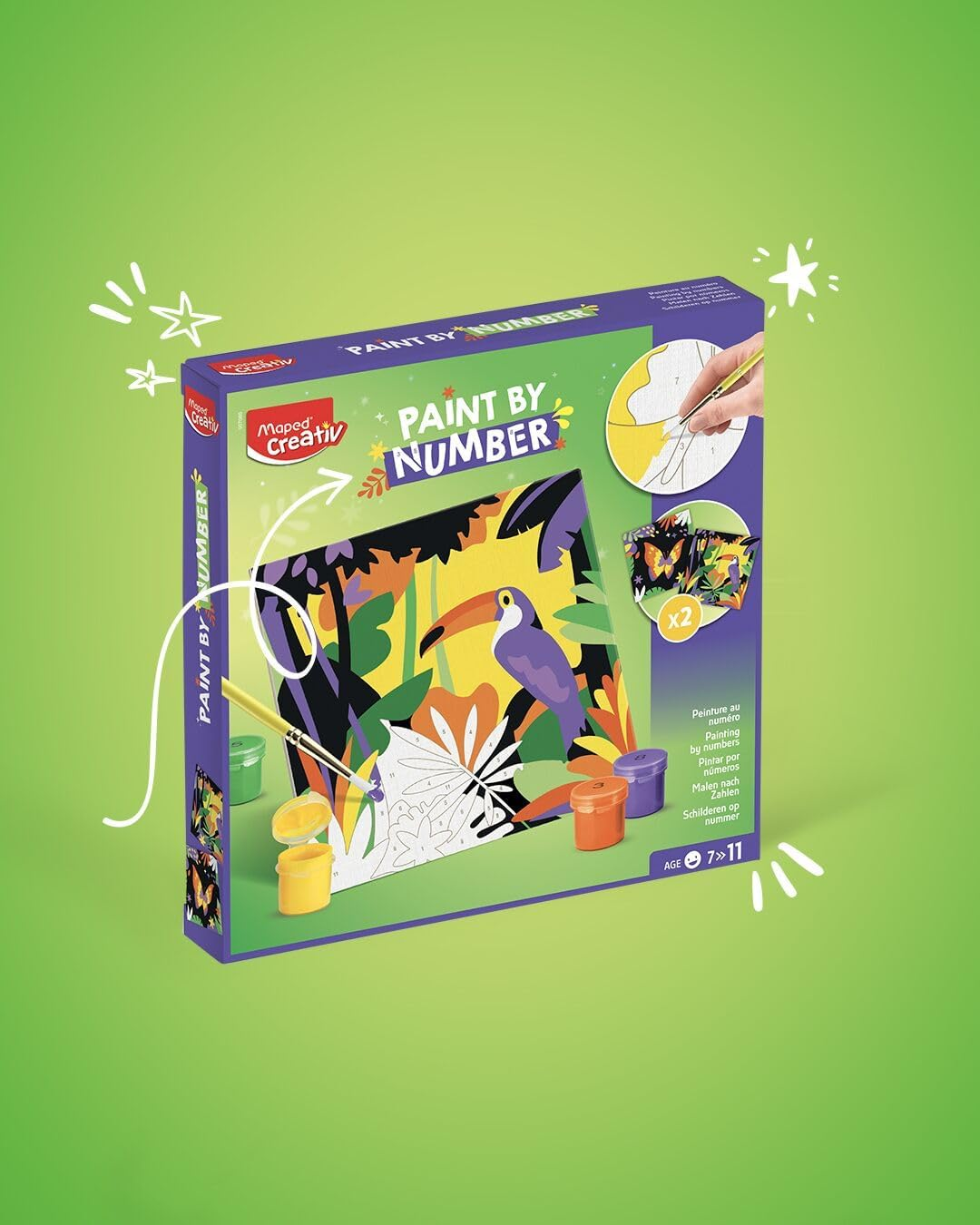 Maped CREATIV - Paint by Numbers - Parrot and Butterfly - Painting Activity for Kids - Paint by Numbers - Creativity, Age 7+ image number 5