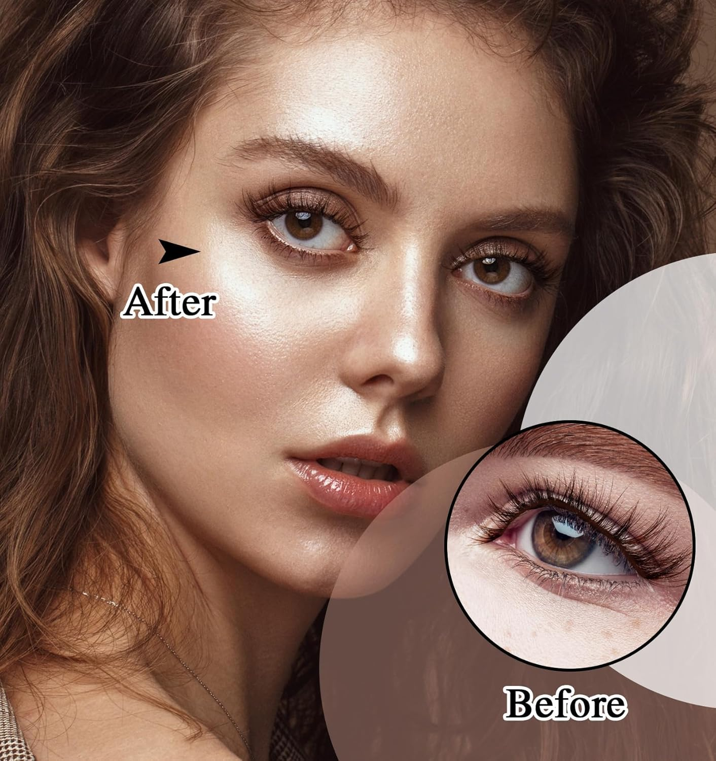 Brown Eyelashes, 7 Pairs Dark Brown Lash Strips, Natural Look D Curl & Lightweight Cat Eye Wispy False Eyelashes with Clear Band for Daily Wear, Women, Makeup Beginners image number 1