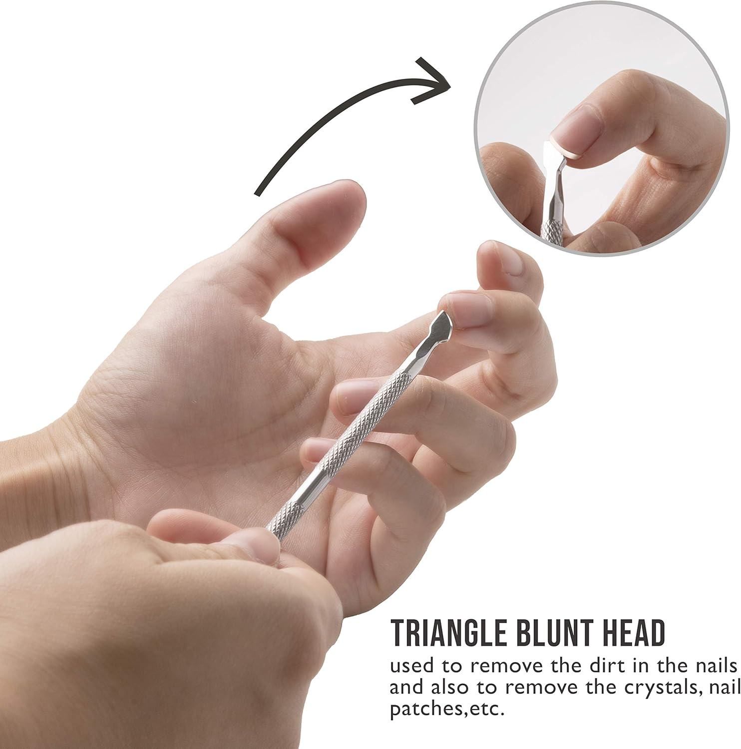 Cuticle Pusher Stainless Steel Dual Head Nail Scraper for Gel Nails Uv Gel Polish Remover Tool - Cuticle Stick for Fingernails and Toenails image number 1