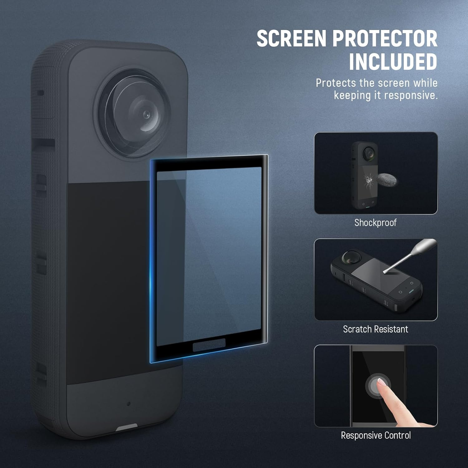 NEEWER Lens Protector Set Compatible with Insta360 X5 Action Camera (2 Pack), 9H Tempered Glass Lens Guards Accessories with Screen Protector, Cleaning Cloth & Case, Remove before Shooting, LPC03 image number 3