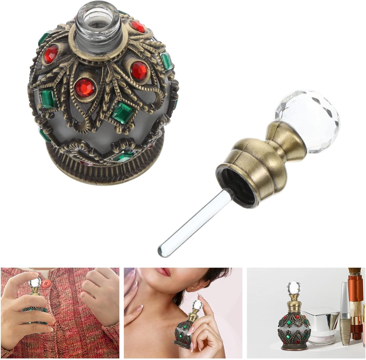 Luxshiny Vintage Empty Perfume Bottle Elegant Fragrance Dispenser for Travel and Collectibles for Essential Oils Lotions and Keepsakes image number 1