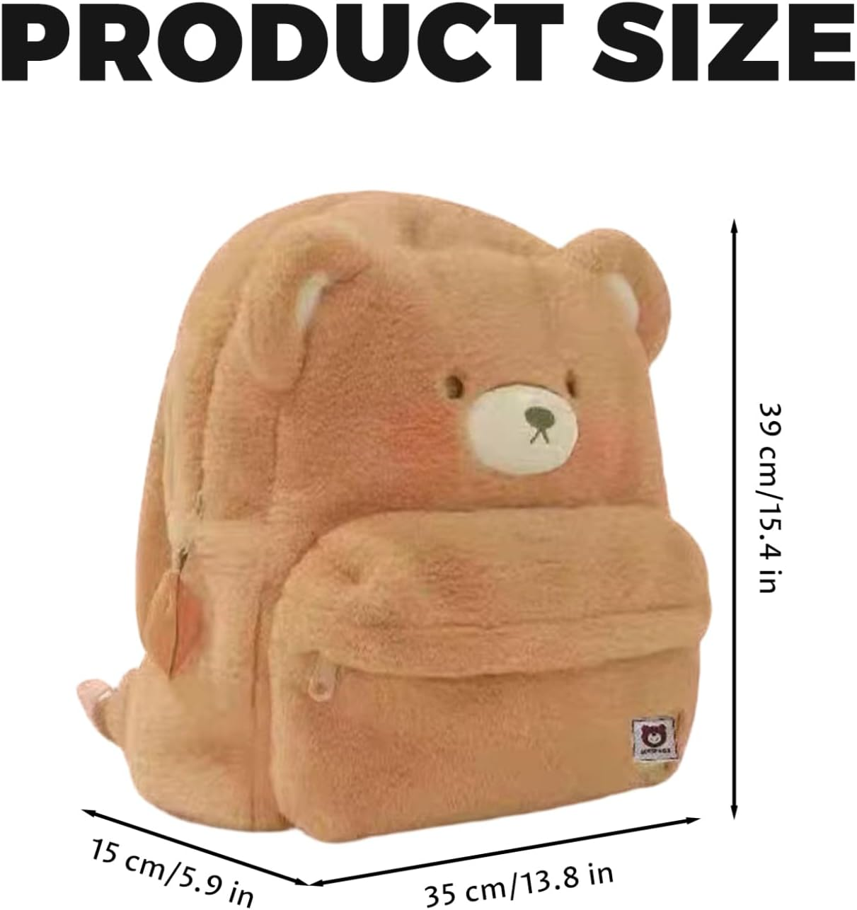 Plush Backpack Large Capacity Cute Bear Backpack Use for School Office Travel image number 2
